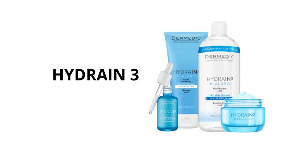 Dermedic Hydrain3 - kosmetyki do skóry suchej z kwasem hialuronowym